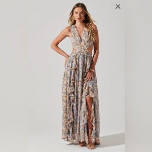 Astr Multicolor Backless Maxi Dress